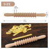 Beech Wood 14mm Pappardelle Pasta Cutter Noodle Lattice Roller Docker Dough Cutter Wooden Rolling Pin Spaghetti Pasta Maker Beechwood Noodle Cutter Rolling Pin Kitchen Cooking Tools