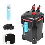 PONDFORSE 225GPH Canister Filter, External Aquarium Filter Ultra-Quiet Water Circulation Cleaning Machine with Media for Fish Tanks and Aquariums Up to 55 Gallons (225GPH)