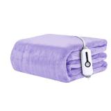BRILLIO Electric Heated Blanket 72\"x84\" Full Size Coral Fleece - 4 Heat Settings & 10H Auto Shut Off for Safe Overnight Use, Fast Heating, Machine Washable for Bed, Couch, Office - Light Purple