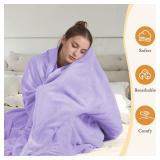 BRILLIO Electric Heated Blanket 72\"x84\" Full Size Coral Fleece - 4 Heat Settings & 10H Auto Shut Off for Safe Overnight Use, Fast Heating, Machine Washable for Bed, Couch, Office - Light Purple