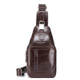 LUKZIJAES Genuine Leather Sling Bag for Men Crossbody Shoulder Chest Pack Hiking Casual Daypack Outdoor Travel Backpack (#4-Brown)