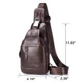 LUKZIJAES Genuine Leather Sling Bag for Men Crossbody Shoulder Chest Pack Hiking Casual Daypack Outdoor Travel Backpack (#4-Brown)