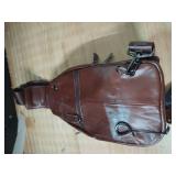 LUKZIJAES Genuine Leather Sling Bag for Men Crossbody Shoulder Chest Pack Hiking Casual Daypack Outdoor Travel Backpack (#4-Brown)