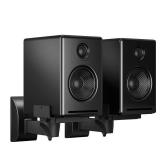 suptek Speaker Wall Mounts, Dual Speaker Stands for Surround Sound Speakers, Universal Bracket, Tilt Swivel Shelves Up to 55lbs Black (2 Pack)