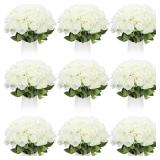 Jexine 100 Pieces Artificial Roses Flowers Bulk, Long Stem Realistic Fake Silk Roses Bouquet for Table Centerpiece Vases Wedding Party Kitchen Decor(Creamy White)