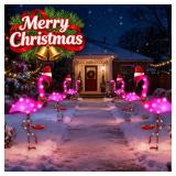 Solar Garden Lights Christmas Decor, 2Packs Solar Flamingo Light Outdoor Waterproof, Xmas Birthday Gifts for Women Mom, Pink Flamingo Garden Statue Decor for Yard Lawn Walkway Pathway Patio Porch