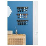 Mkono Wood Sunglasses Storage Organizer Wall Mounted Rustic Eyeglasses Display Holder Eyewear Glasses Hanging Rack for Entryway Living Room Bedroom, 3 Pack, Brown