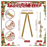 Suncalla 2 Pcs Christmas Cow Bells with 8 Pcs Khaki Velvet Christmas Bows Vintage Gold Bell Decorations with Velvet Ribbon Bows for Xmas Tree Wall Home Wedding Wreath Garland Staircase Indoor Outdoor