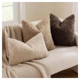 MIULEE Pack of 2 Faux Fur Chocolate Throw Pillow Covers 18x18 Inch Boucle Decorative Sherpa Pillow Covers Fuzzy Accent Soft Sheepskin Fleece for Boho Home Decor Sofa Living Room Couch Bed