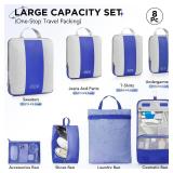 8 Set Compression Packing Cubes for Travel Essentials,Compressible Expandable Packing Cubes for Suitcase,OlarHike Luggage Organizer Bags for Travel,Handy Helper for Organizing Clothes(Klein Blue)