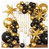 KARLURE Black and Gold Balloon Arch Kit, Black and Gold Party Decorations for Birthday 2026 Graduation Retirement Masquerade Anniversary Party Decorations