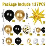 KARLURE Black and Gold Balloon Arch Kit, Black and Gold Party Decorations for Birthday 2026 Graduation Retirement Masquerade Anniversary Party Decorations