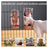 Kenond 35oz Hanging Automatic Pet Food Water Dispenser, Auto Gravity Pet Feeder and Waterer Set, Cage Cat Food Bowl Dog Feeding Station for Puppy and Kitten Rabbit Chinchilla Hedgehog Ferret (Pink)