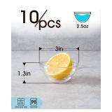beroca Mini Glass Bowls, 3in 2.5oz Small Prep Bowl, 10 pcs Stackable Pinch Bowls for Dipping Spices Sauce