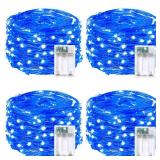 4 Pack 20FT 60LED Christmas Battery Operated Fairy Lights with Timer, Waterproof Battery String Lights Outdoor Indoor, Battery Twinkle Light for Bedroom Wedding Birthday Party Chirstmas (Blue)