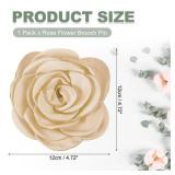 YELARXI Flower Brooch Pin, Satin Camellia Flowers Hair Clips, Floral Brooch Hairpin - Fitting for Women/Wedding/Party/Dance/Clothes/Dresses/Banquets) Khaki