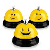 Hotop 3 Pcs Desk Bell for Service Funny Front Desk Smile Face Metal Ringer Call Bell for Kitchen Hotel Restaurant Classroom(Smile Face,Yellow)