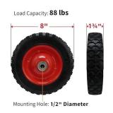 Shepherd Hardware 8\" Semi-Pneumatic Replacement Wheel â Diamond Tread Rubber Tire with Steel Ball-Bearing Hub & 1/2\" Bore â Flat-Free Wheel for Lawn Carts, Wagons, Hand Trucks & Equipment