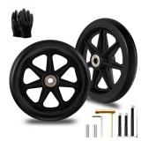2Pcs 6 Inch Replacement Wheelchair Wheels for Walkers - Environmentally Friendly Rubber Material, Wear-Resistant PU Tires, Anti-Slip, and Durable ABS Wheel Hub (6IN Narrow 2Pcs)