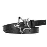 Retro Black Leather Belt Star Accessories for Girls Boys Y2k Belt Black Punk Belts for Girls Elastic Jeans Dress Belt Gothic Thick Faux Leather Belt for Womens Girls Goth Star Belts Retro Y2k Style