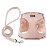 Dog Harness with Leash Set, No Pull Adjustable Reflective Step-in Puppy Pet Vest Harnesses for Small Medium Large Dogs and Cats,Light Pink S