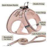 Dog Harness with Leash Set, No Pull Adjustable Reflective Step-in Puppy Pet Vest Harnesses for Small Medium Large Dogs and Cats,Light Pink S