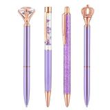 BESARME 4 Pcs Purple Pens Set, Personalized Purple Gifts for Women Girls Valentine Pen Galentines Day Gifts Fancy Pens for School Office Supplies