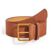 XMQBIEE Women Wide Chunky Belts for Jeans Pants Dresses, Thick Black Brown Leather with Gold Silver Buckle