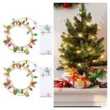 Huquary 2 Pcs 39.37 Inch Miniature Christmas String Light for Dollhouse Decoration LED Festive Light String Gift for Mini Xmas Tree Holiday Party Fairy Garden Craft Project Accessories(Bullet Shaped)