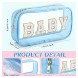 SilTriangle 4 Pcs Mama and Baby Toiletry Bag Clear Chenille Letter Pouch Snacks Makeup Stuff Travel Diaper Bag Preppy Transparent Pouch with Zipper for Women Gift(Macarons Color)