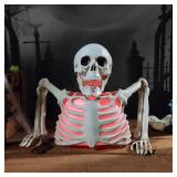 Halloween Skeleton Decorations with Colorful Light, Scary Groundbreaker Skull Stakes Lights for Halloween Graveyard Garden, Lawn, Haunted House, Holiday Party Home Decor