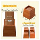 MONTIHOLD Premium Pine Wood 4-Inch Furniture Risers â Heavy-Duty, 2000 Lb Capacity, Floor Protectors, Easy to Install, Versatile for Beds, Sofas, & More