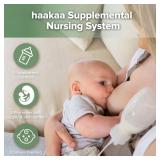 haakaa Supplemental Feeding Tube & Pouch Set, Baby Supplemental Nursing System, SNS Breastfeeding System, Food Grade Silicone, New Upgraded Design with Dual Tube Flow Control