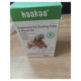 haakaa Supplemental Feeding Tube & Pouch Set, Baby Supplemental Nursing System, SNS Breastfeeding System, Food Grade Silicone, New Upgraded Design with Dual Tube Flow Control