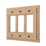 AMERELLE 180RRR Baker Triple Rocker Unfinished Wood Wallplate