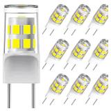 (10Pack)G8 Led Bulbs,T4 3W Replacement for 20-25W Halogen Bulb,Daylight White 6000K,GY8.6 JCD Type Bi-Pin Base,120V,Puck Light Bulb,for GE Microwave Light,Under Cabinet, Under Counter Kitchen Lighting
