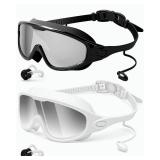 Rantizon Swim Goggles 2 Pack, Wide View Anti Fog&UV Swimming Goggles for Audlt, No Leaking Swim Glasses for Men Women Youth