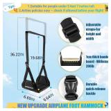 Airplane Foot Hammock, No Collapse Foot Rest for Plane Travel with Extended Adjustment Strap, Portable Desk Foot Hammock with Thickened Foam, Foot Sling Travel Essentials to Relax Your Feet