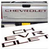 Tailgate Inserts Letters Compatible for 2019-2025 Sverado, 3D Raised & Strong Adhesive Decals Letters (Gloss Black with red Border)