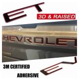 Tailgate Inserts Letters Compatible for 2019-2025 Sverado, 3D Raised & Strong Adhesive Decals Letters (Gloss Black with red Border)