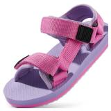KELISI Girls Summer Beach Sandals Cute Hook and Loop Closure Shoes Toddler Boys Walking Slides