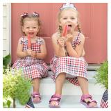 KELISI Girls Summer Beach Sandals Cute Hook and Loop Closure Shoes Toddler Boys Walking Slides