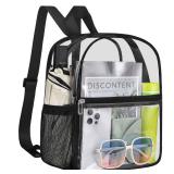 Slumou Clear Backpack for Stadium Events 12x12x6 Sports Backpack Mini Small for Fan, Concert, Beach, Work, Travel & Sportingï¼Blackï¼