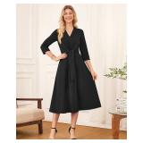 GRACE KARIN Black Work Dresses for Women 2025,Formal Business Casual Dress,Wedding Guest A Line Dress 2XL
