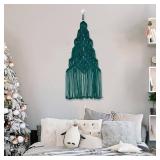 ORIGACH DIY Macrame Christmas Tree Large Wall Hanging kit Handmade Macrame Wall Hanging Kit for Beginners Adults with Step by Step Video Tutorial Instruction Dark Green Christmas Ornaments, 40x21inch