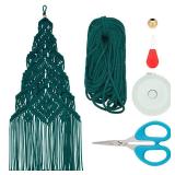ORIGACH DIY Macrame Christmas Tree Large Wall Hanging kit Handmade Macrame Wall Hanging Kit for Beginners Adults with Step by Step Video Tutorial Instruction Dark Green Christmas Ornaments, 40x21inch