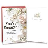 TzenvoGift Engagement Card for couples congratulations â âYouâre Engaged!â Floral Ring Design â Elegant Greeting Card with Inside Message â Includes Envelope & Stickers