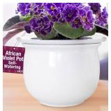 African Violet Pots Self Watering â 6.5âW x 4.6âH Ceramic Self Watering Pots for Indoor Plants with Glazed White Outer Pot & Absorbent Inner Pot for Easy Plant Care