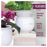 African Violet Pots Self Watering â 6.5âW x 4.6âH Ceramic Self Watering Pots for Indoor Plants with Glazed White Outer Pot & Absorbent Inner Pot for Easy Plant Care