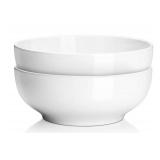DOWAN Serving Bowls, 9.5\" Large Salad Bowls for Entertaining, Side Dishes, Pho, Pasta, Centerpiece Bowls for Dinner Parties, Kitchen Decor, Microwave & Dishwasher Safe, White